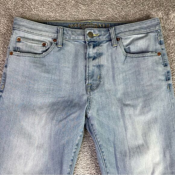 American Eagle Men's 34X30 Blue Bootcut Mid-Rise Light Denim Extreme Flex 4 - Picture 2 of 12
